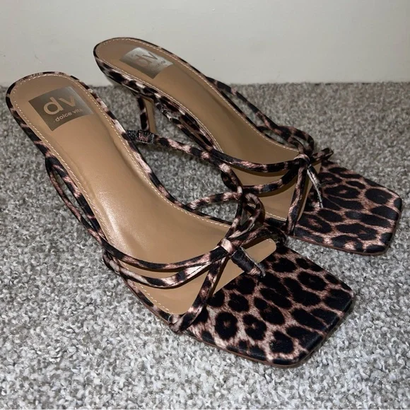 DV by Dolce Vita Women's Leopard Zini Strappy Kitten Heeled Sandal Heels Size 9 - Picture 4 of 7